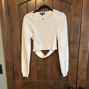 Chic Off-White Cut-Out Sweatshirt